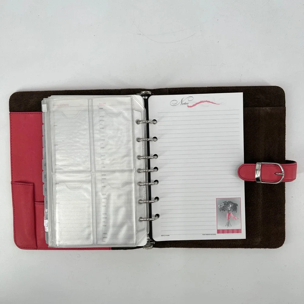 Day-Timer Pink Leather Personal Organizer‎ Planner Pink Ribbon Cancer Research